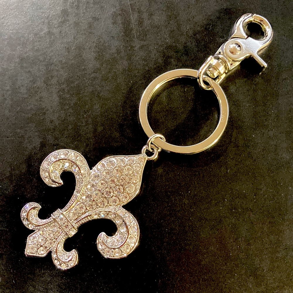 FLER DE LIS Rhinestone Keychain Charm